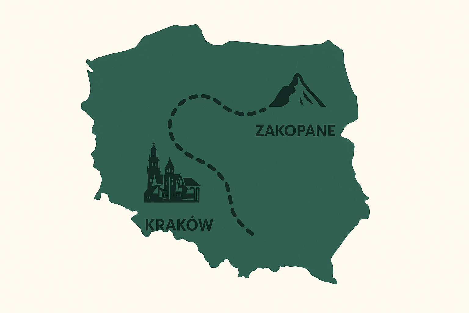 Mapa trasy Kraków - Zakopane