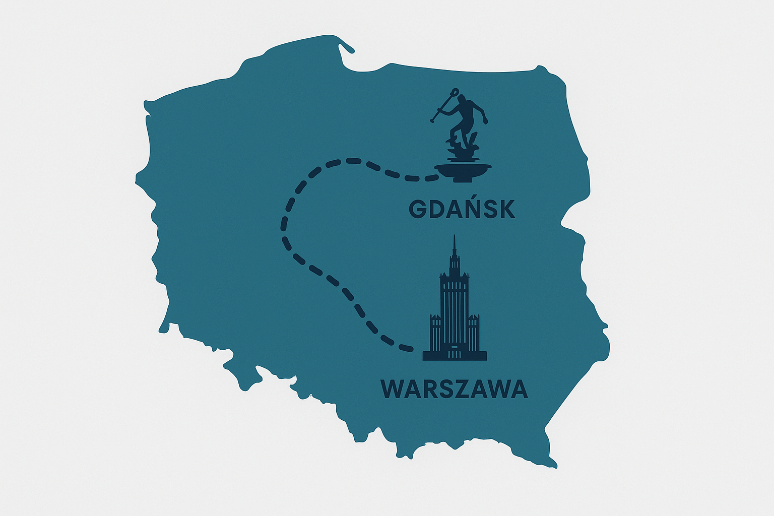 Mapa trasy Warszawa - Gdańsk
